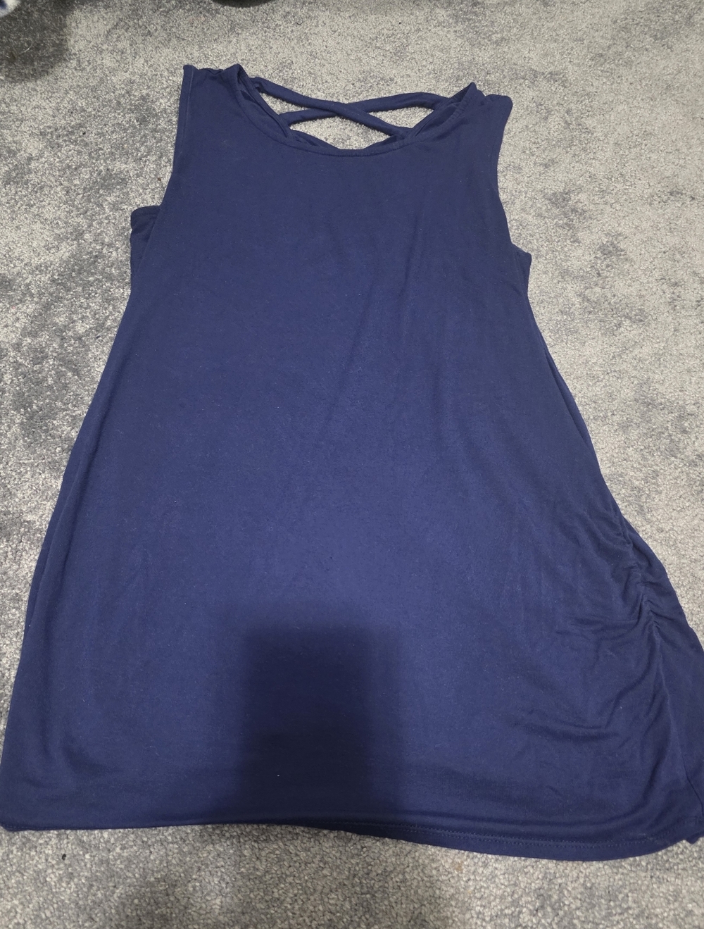 Navy Crisscross Back Maternity Tank